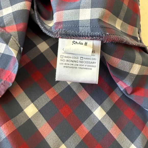 Mizzen+Main Performance Stretch Patriotic Plaid Casual Button Shirt LARGE TRIM - Picture 8 of 8